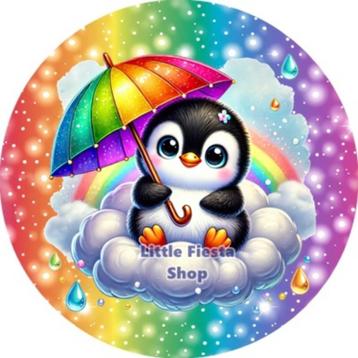 LF4033 icing frosting pinguin 17cm eetbare taart plaat print beschikbaar voor biedingen