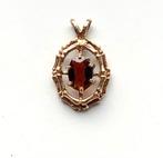 Gouden vintage ketting hanger granaat, Ophalen of Verzenden, Goud, Hanger, Met edelsteen