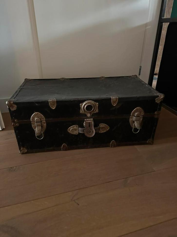 Nieuwstaat antieke vintage koffer bruin zwart, Huis en Inrichting, Woonaccessoires | Kisten, Nieuw, Minder dan 50 cm, Minder dan 50 cm