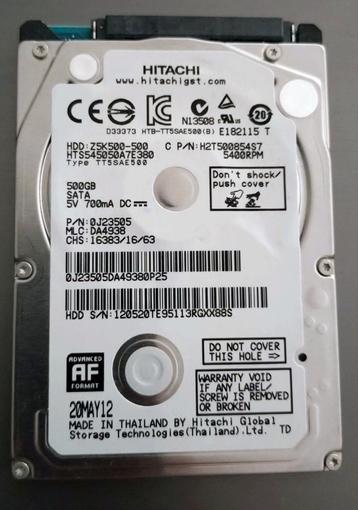 Hitachi Travelstar 500GB 2.5" HDD beschikbaar voor biedingen