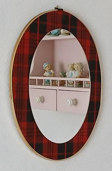 Vintage tartan spiegel jaren 50 beschikbaar voor biedingen