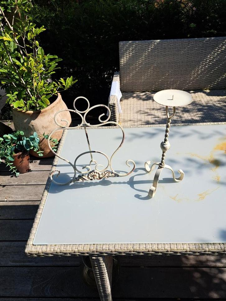 Vintage Kandelaar & Boekenstandaard Set, Huis en Inrichting, Woonaccessoires | Kandelaars en Kaarsen, Gebruikt, Kandelaar, Minder dan 25 cm