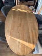 Ovale tafel met stalen poot, Huis en Inrichting, Ophalen, Gebruikt, 50 tot 100 cm, Vijf personen of meer