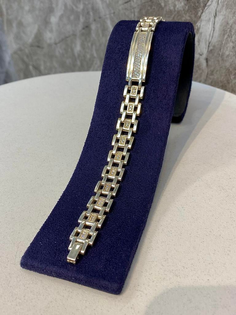 925 Zilveren Heren Armband, Nieuw, Ophalen of Verzenden, Met edelsteen, Zilver
