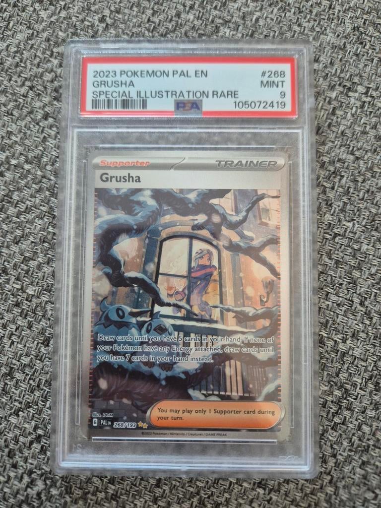 Grusha 268/193 Special Illustration Rare PSA 9 Pokémon Kaart, Ophalen of Verzenden, Zo goed als nieuw, Losse kaart