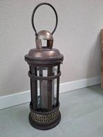 Antieke koperen lantaarn met houten frame, Antiek en Kunst, Ophalen of Verzenden