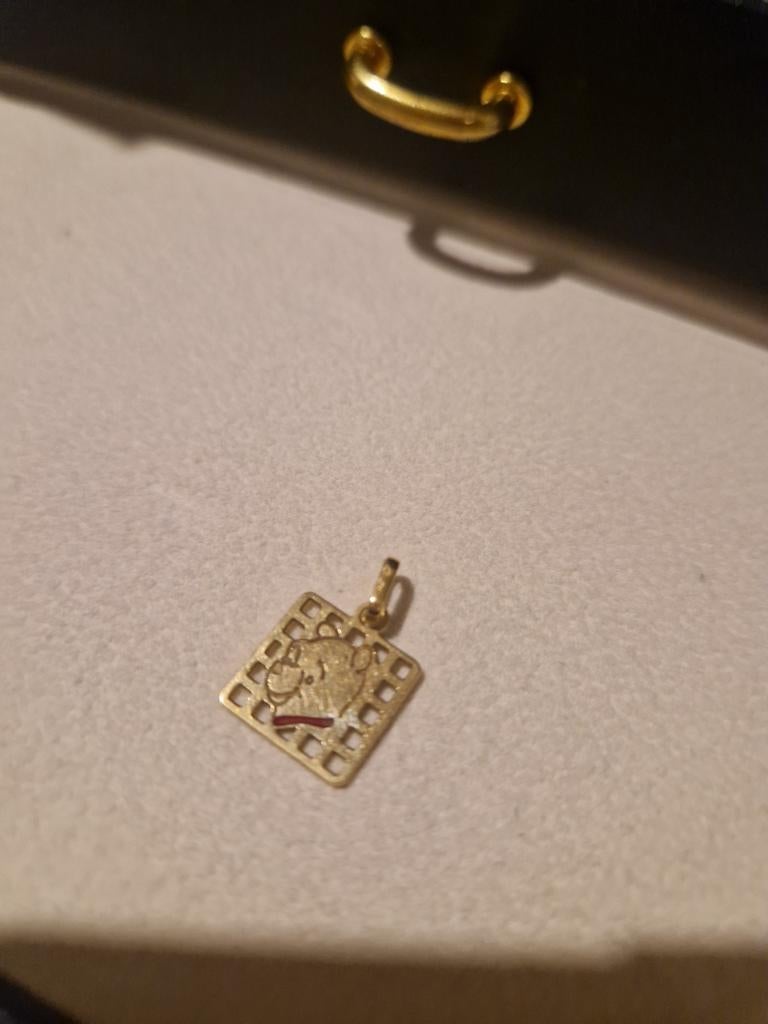 Winnie the pooh gouden ketting hanger 14 karaat, Sieraden, Tassen en Uiterlijk, Ophalen of Verzenden, Zo goed als nieuw, Goud