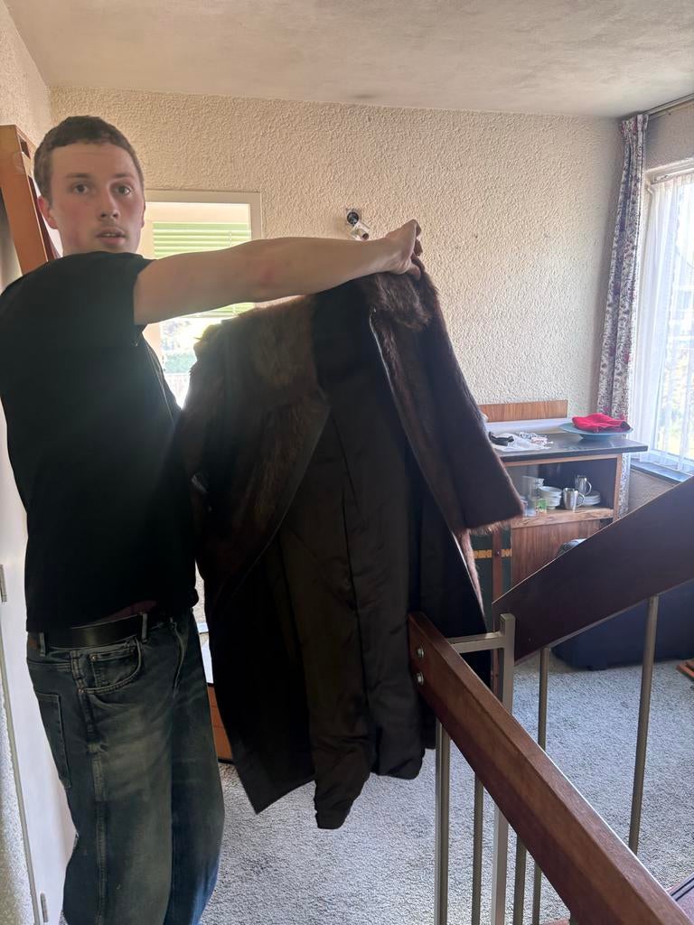 Vintage Bruine Faux Fur Jas - Maat M, Ophalen, Gedragen, Maat 48/50 (M), Bruin