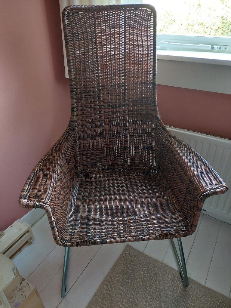 Rieten stoel, Ophalen, Kunststof, Gebruikt, Bruin