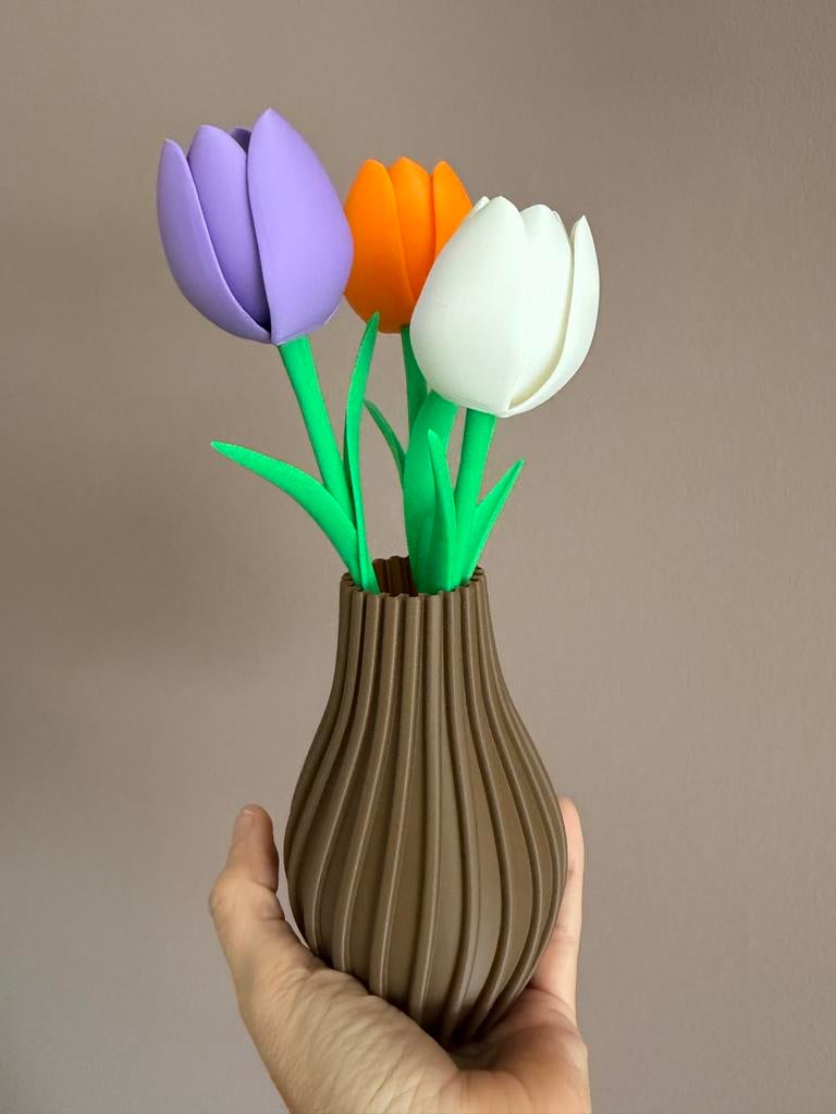 3D geprinte vaas met 3 tulpen Moederdag, Huis en Inrichting, Ophalen, Kunststof, Overige kleuren, Nieuw