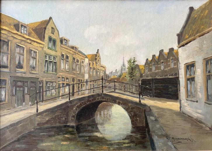 Gracht Schilderij van Hendrik Cornelis Kranenburg(1917-1997), Antiek en Kunst, Kunst | Schilderijen | Klassiek, Ophalen