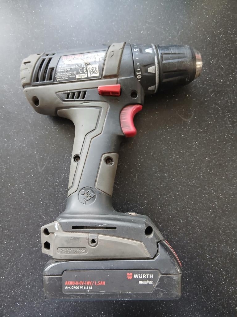 WURTH Accuboormachine - Krachtige 18V Boor/Schroefmachine, Variabele snelheid, Ophalen of Verzenden, Boor- en Schroefmachine, Gebruikt
