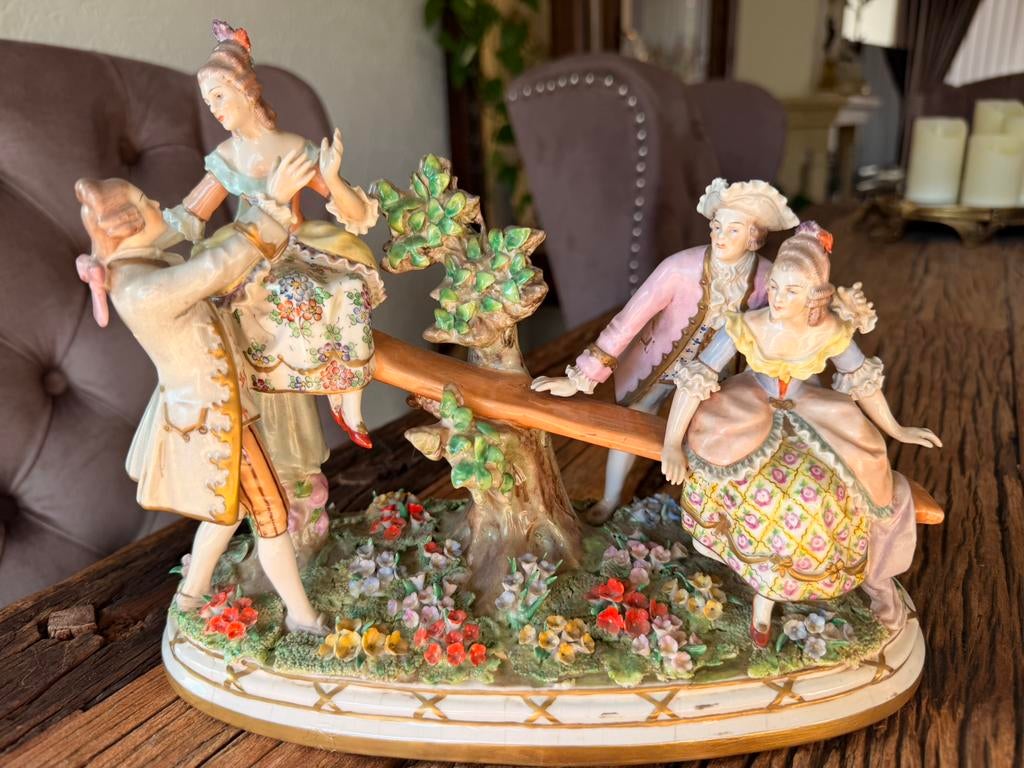 Saksisch porseleinen groepje sitzendorf, Antiek en Kunst, Antiek | Porselein, Ophalen of Verzenden