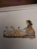 VROUW MET VIER  GANZEN AAN DE LIJN / HANSI, Ophalen of Verzenden, Overige thema's