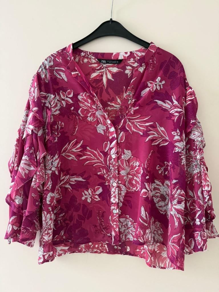 Zara Bloemen Blouse - Maat XL, Kleding | Dames, Blouses en Tunieken, Verzenden, Zara, Maat 46/48 (XL) of groter, Nieuw