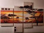 Schilderij 4 luik Afrikaanse savanne met olifanten, Ophalen
