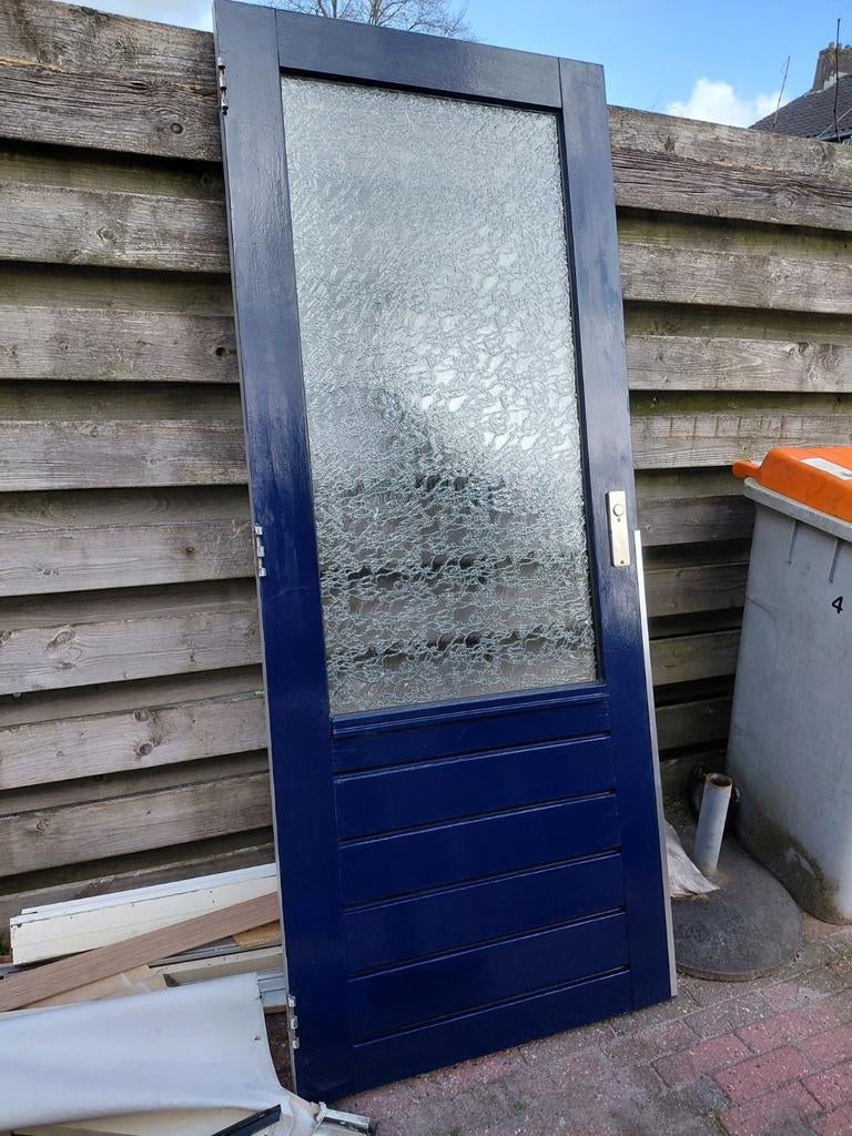 Hard houten buitendeur 201.5 x 82 cm, Ophalen, Gebruikt, 80 tot 100 cm, Buitendeur