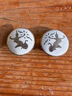 Vintage Sterling Zilveren siam niello oorclips, Ophalen of Verzenden, Gebruikt, Zilver, Knopjes of Stekers