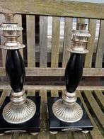 Set mooie grote 40 cm art deco kandelaars op marmeren voet, Ophalen of Verzenden