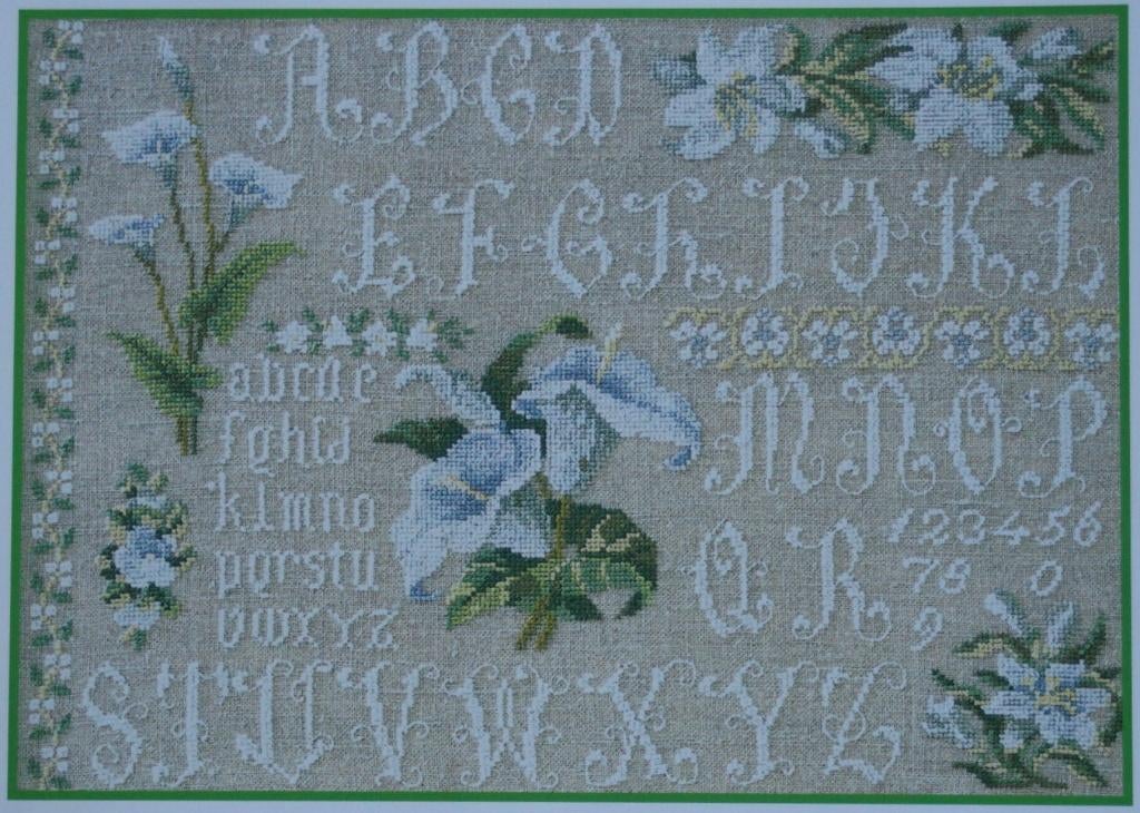 Borduurpatroon  Merklap Witte bloemen  nr 1708, Verzenden, Nieuw, Handborduren, Patroon