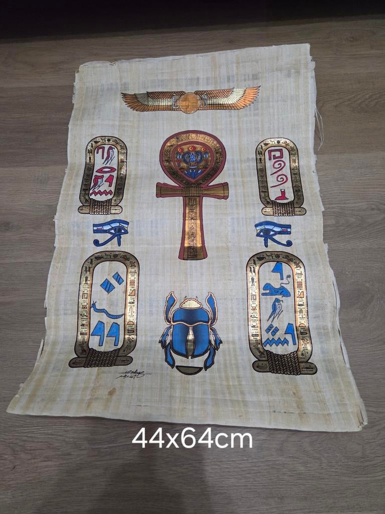 Egyptische Papyrus met Hiërogliefen en Symbolen 44x64cm, Ophalen of Verzenden