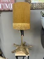 Okergele lampenkap in ribstof met franjes, Ophalen, Rond, Nieuw, A