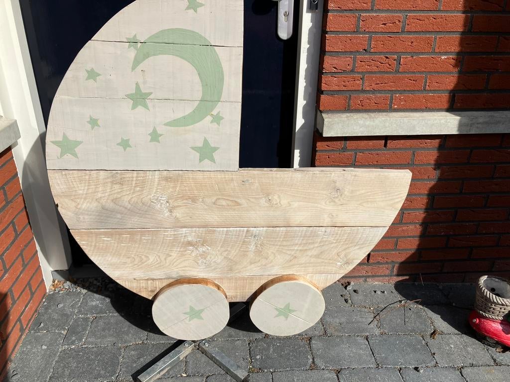 Geboortebord wieg steigerhout met mintgroen (zeer stevig), Kinderen en Baby's, Kraamcadeaus en Geboorteborden, Ophalen, Gebruikt