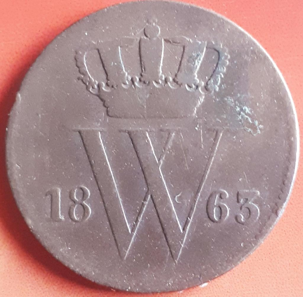 NEDERLAND : 1 CENT 1863 KM 100, Postzegels en Munten, Munten | Nederland, Ophalen of Verzenden, Koning Willem III, 1 cent, Losse munt