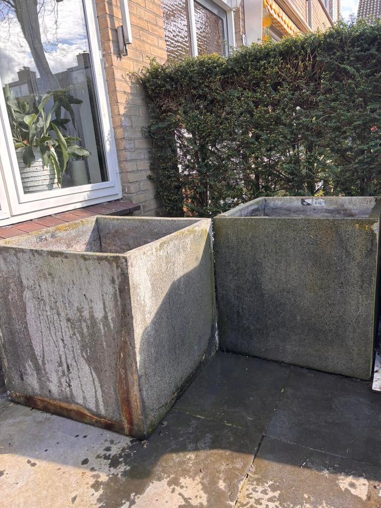 Terrasso/beton bloembakken 60x60x60cm, Tuin en Terras, Bloembakken en Plantenbakken, Ophalen, Gebruikt, Beton