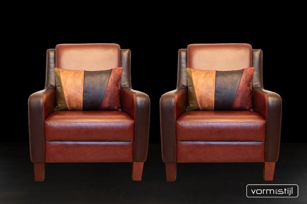 Art Deco fauteuils in chesterfield leer, Huis en Inrichting, Fauteuils, Ophalen, Zo goed als nieuw, 75 tot 100 cm, Leer