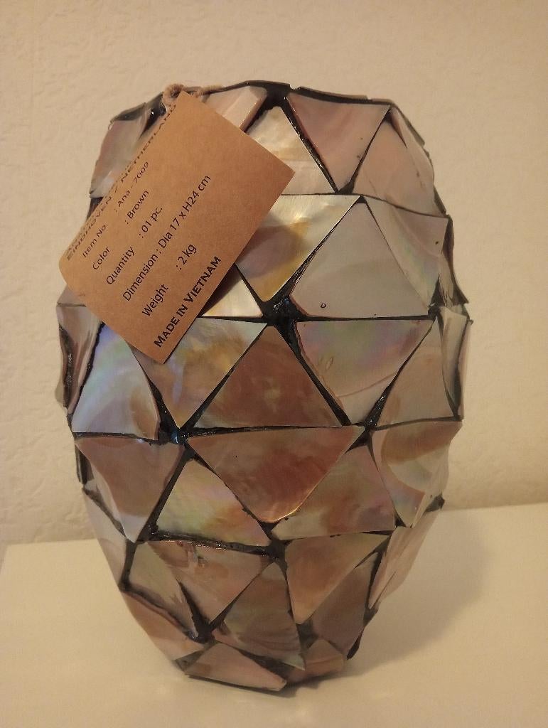 Schelpenvaas(Nieuw!) mother of pearl, Ophalen, Overige materialen, Overige kleuren, Nieuw