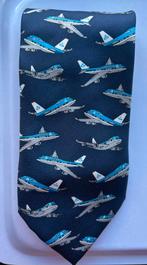 KLM Das met Vliegtuig Patroon, Kleding | Heren, Verzenden, Zo goed als nieuw, Blauw, Met patroon