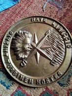 Bronzen scheepsplaatje, diameter 11cm, maritiem decor, Ophalen of Verzenden, Gebruikt, Motorboot of Zeilboot, Gebruiksvoorwerp