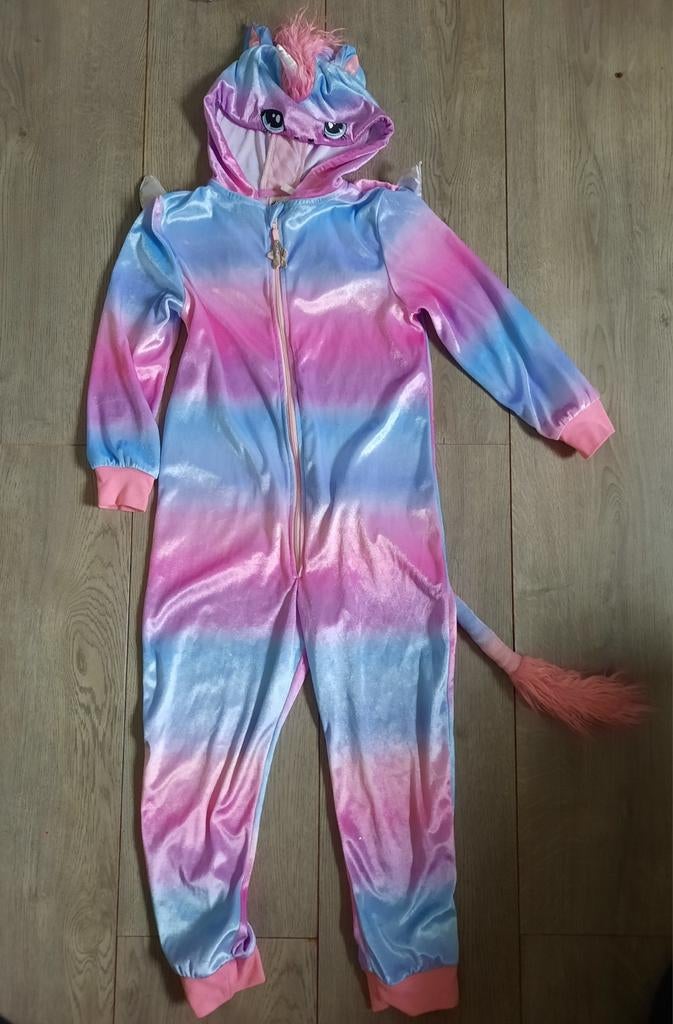 H&M onesie unicorn roze blauw 6-8 jaar maat 122 / 128, Ophalen of Verzenden, Gebruikt, 122 t/m 128, Meisje