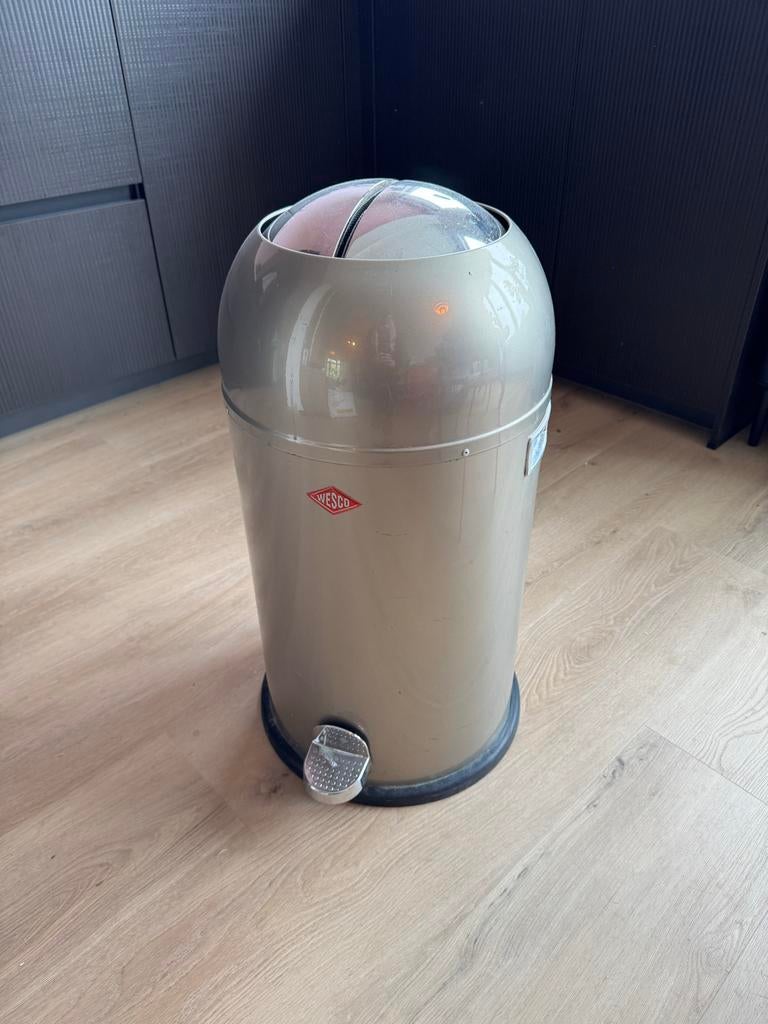 Wesco kickmaster prullenbak beige, Gebruikt, Met pedaal, 50 tot 75 cm, Ophalen of Verzenden