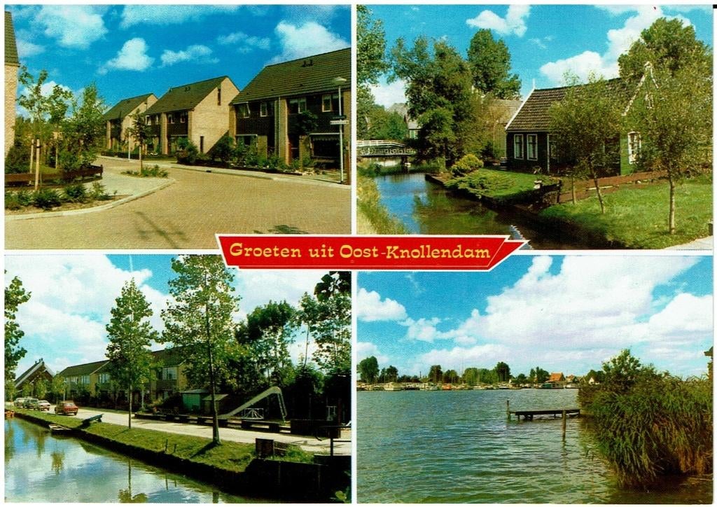 Ansichtkaart Oost-Knollendam, 4-luik, dorpsgezichten, Ophalen of Verzenden, 1980 tot heden, Ongelopen, Noord-Holland