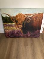 Olieverf schilderij van een Schotse hooglander op de hei, Ophalen