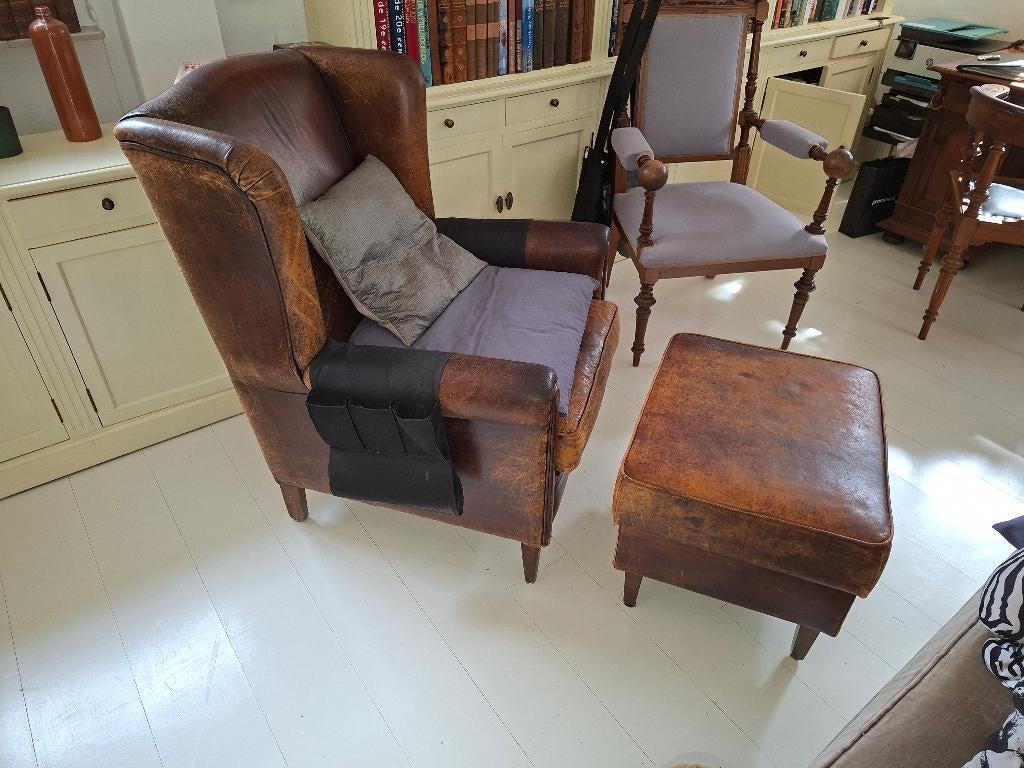 leren stoel, Ophalen, Gebruikt, Klassiek, 75 tot 100 cm