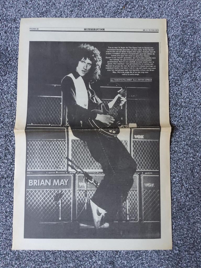 Queen:   Brian May   A3  formaat   febr, 1970, Verzamelen, Ophalen of Verzenden, Zo goed als nieuw, Foto of Kaart