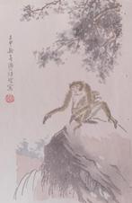 Chinese houtsnede aapje, Antiek en Kunst, Kunst | Etsen en Gravures, Ophalen of Verzenden