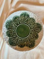 Bordallo Pinheiro Koolblad Bord Wit Groen, Ophalen of Verzenden