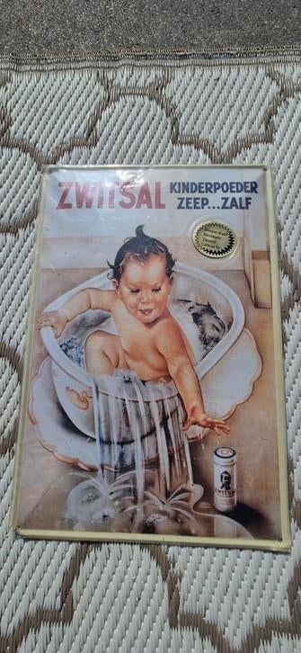 Zwitsal aluminium bordje, Ophalen of Verzenden, Zo goed als nieuw, Reclamebord