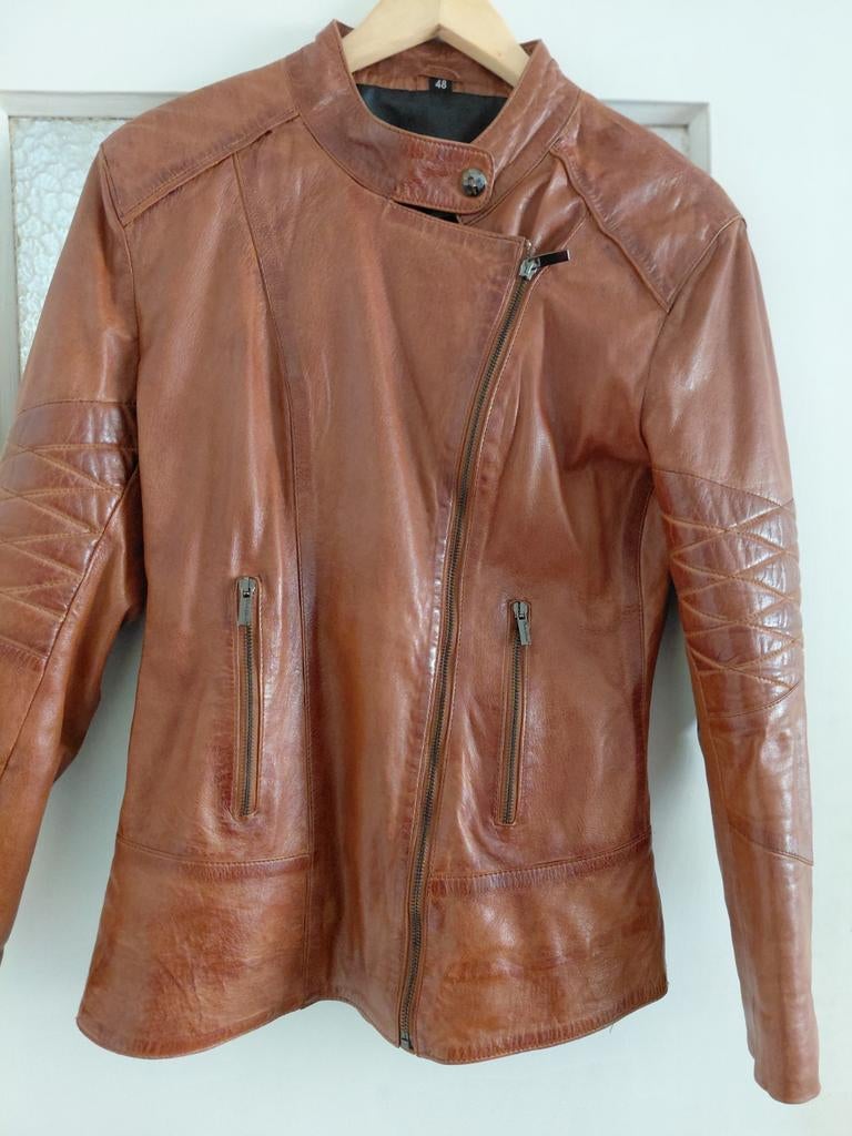 Carlo Sacchi Nappa Leren Jas - Italiaanse Maat 48 (NL 42), Bruin, Maat 42/44 (L), Ophalen of Verzenden, Zo goed als nieuw