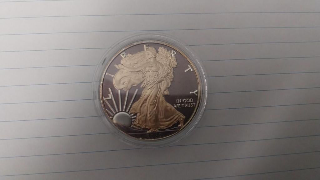 Gold/black ruthenium american eagle 2020  1 OZ fine zilver, Ophalen of Verzenden, Zilver