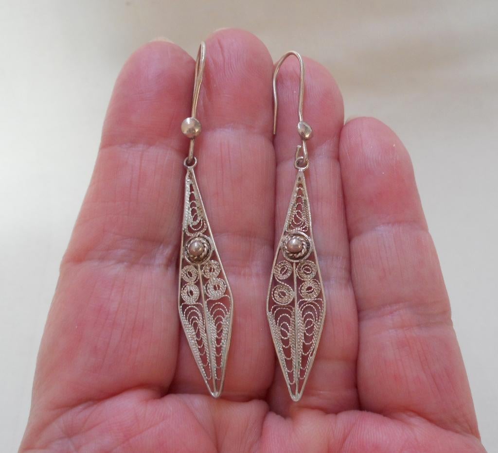 Zilveren vintage oorbellen nr.211, Hangers, Verzenden, Zo goed als nieuw, Zilver