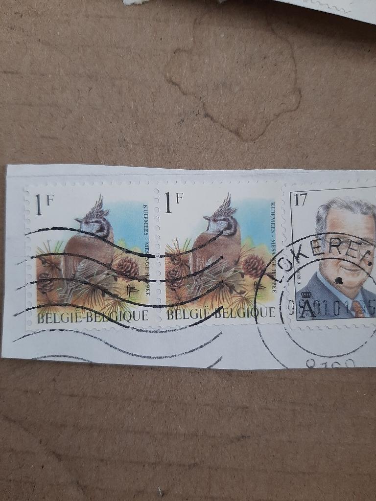 Belgie vogel kuifmees, Verzenden, Gestempeld
