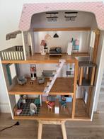 Groot en compleet poppenhuis met meubels en poppetjes, Ophalen, Gebruikt, Poppenhuis