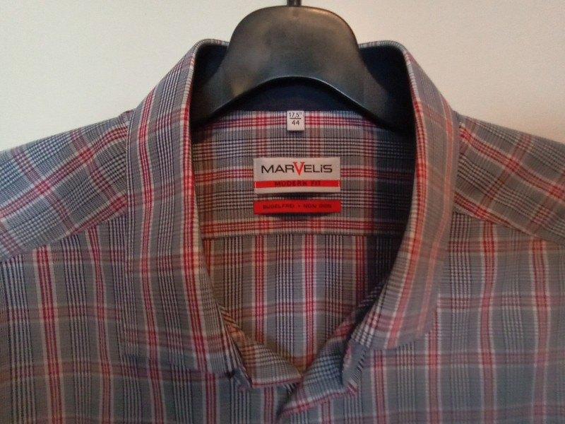 MARVELIS shirt grijs - Extra lange mouw - Mt 44 - strijkvrij, Kleding | Heren, Overhemden, Marvelis, Verzenden, Zo goed als nieuw