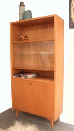 Sixties mid century vintage kast / meubel + vitrine gedeelte, Gebruikt, -, -, Eikenhout