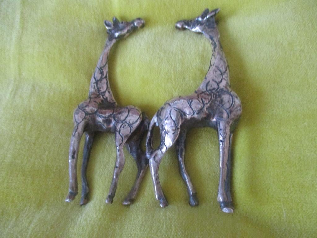 2 messing giraffen, Ophalen of Verzenden, Gebruikt, Dier
